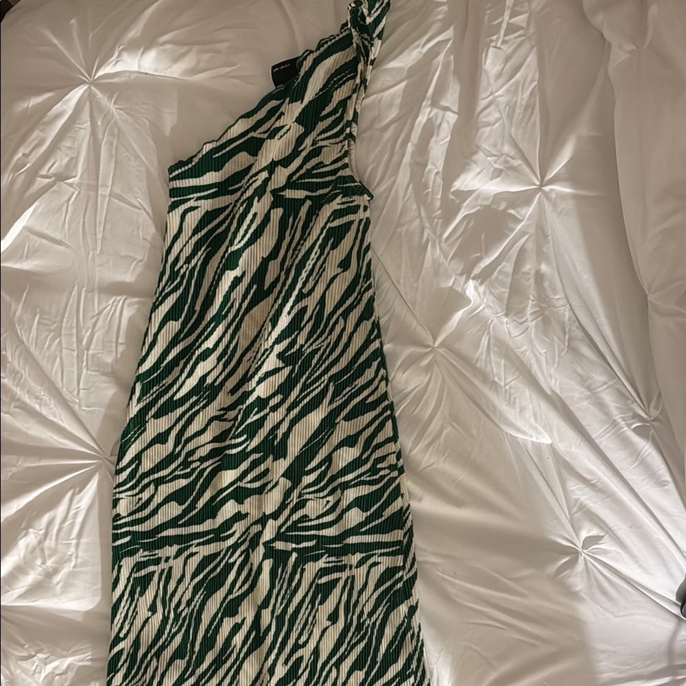 ASOS Green and White Asymmetrical Maxi Dress